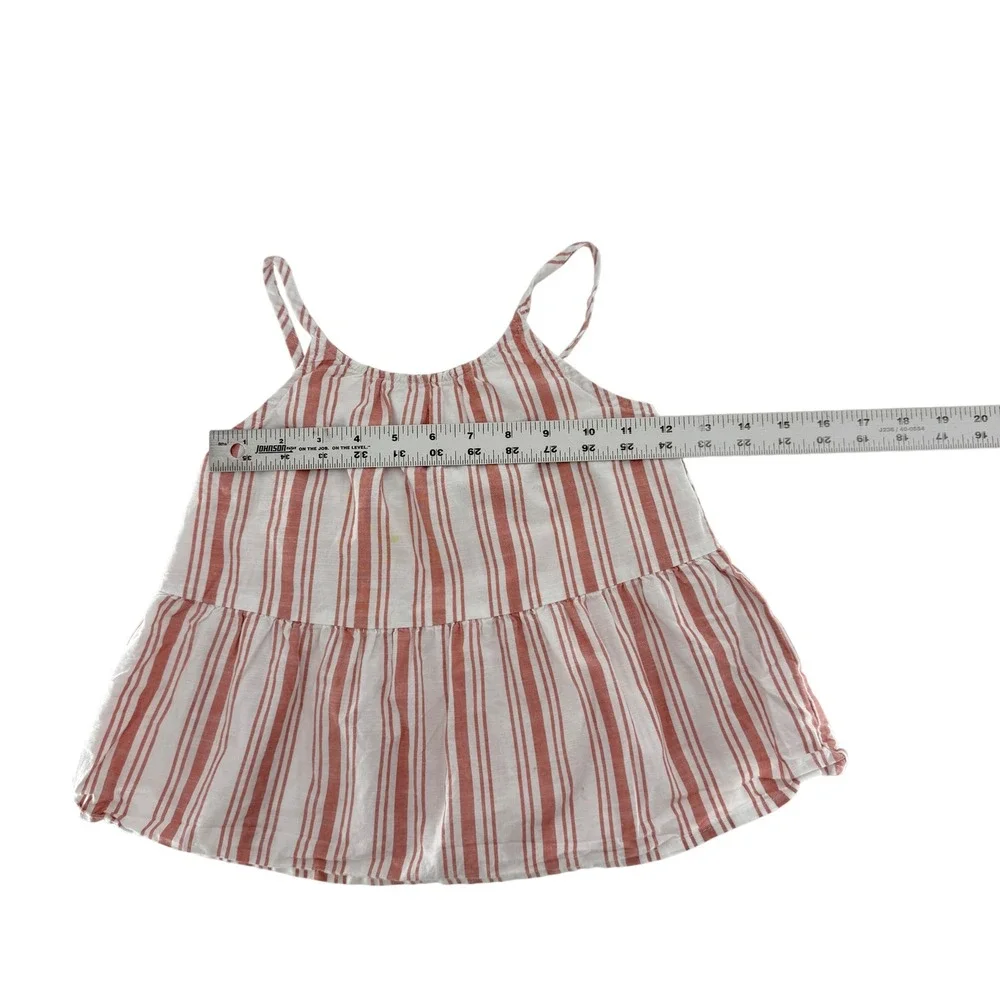 OshKosh B'gosh Girls Striped Tank Top Tiered Ruffle‎ Tie Back Size 7